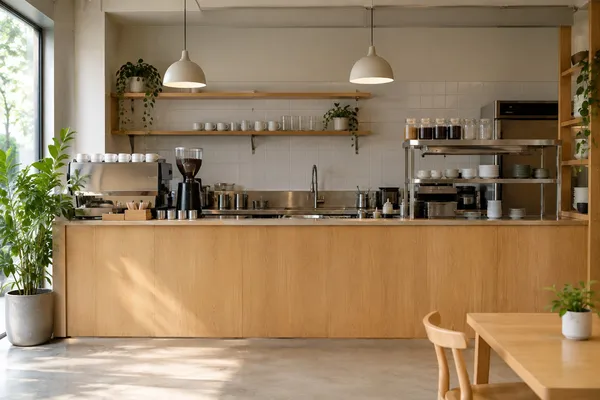 Concept visual of a cafe service counter layout in Mumbai
