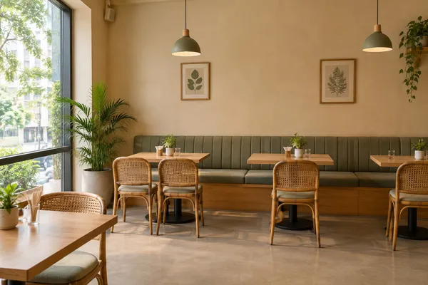 Concept visual of restaurant seating layout in Mumbai